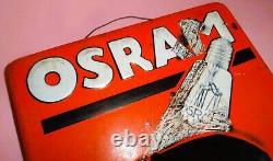 Vtg RARE! OSRAM LAMPS LIGHT BULB METAL ENAMEL EMBOSSED PLAQUE SIGN GERMANY 1940s