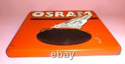 Vtg RARE! OSRAM LAMPS LIGHT BULB METAL ENAMEL EMBOSSED PLAQUE SIGN GERMANY 1940s