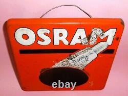 Vtg RARE! OSRAM LAMPS LIGHT BULB METAL ENAMEL EMBOSSED PLAQUE SIGN GERMANY 1940s