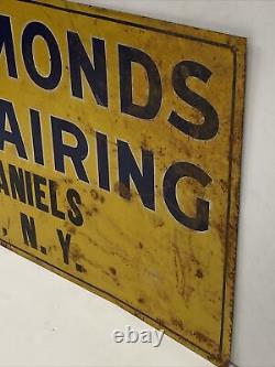 Vtg Single Sided Tin Sign Jewelry, Gifts, Diamonds, Repairing Albion New York Ny