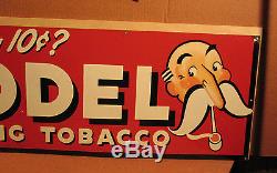 Vtg Tin 1950's MODEL SMOKING TOBACCO SIGN! DID YOU SAY 10 CENTS 34 x 11 1/2