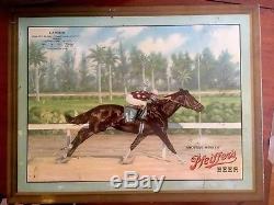 Vtg Tin Sign Pfeiffer Beer Detroit Lawrin Race Horse Kentucky Derby Winner 1935