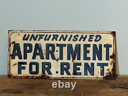 Vtg Unfurnished Apartment for Rent Sign embossed metal tin Frank Fred Edwards Tx