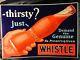 Whistle Orange Soda Pop Tin Sign 27x19 Embossed Vintage