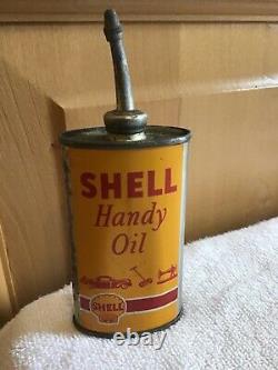 WOW! Vintage SHELL HANDY OIL OILER Advertising Tin Can Nice Condition Rare Find
