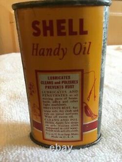 WOW! Vintage SHELL HANDY OIL OILER Advertising Tin Can Nice Condition Rare Find