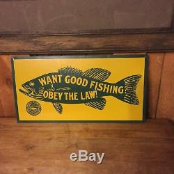 Want Good Fishing Obey The Law TIN SIGN PA Board Of Gish Commissioners Vintage