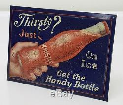 Whistle Orange soda pop tin litho advertising Sign 20s vintage American Artworks