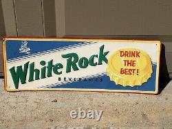 White Rock Beverages Vintage Soda Embossed Tin Sign Hard to find