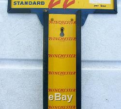 Winchester 22 Cartridge Shot Shell Ammo Box Dispenser Tin Display Store Sign Pin