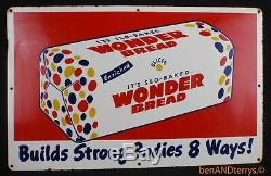 Wonder Bread Builds Strong Bodies 8 Ways Old Vintage Tin Sign Grocery Store