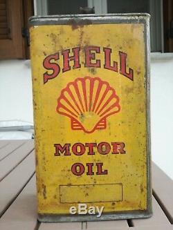 XXL SHELL MOTOR OIL VINTAGE 1940s BIG 5kg TIN CAN ANTIQUE GARAGE SIGN PETROL