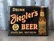 Zieglers Beer Tin Sign Toc Breweriana Beaver Dam Wisconsin Vintage Antique